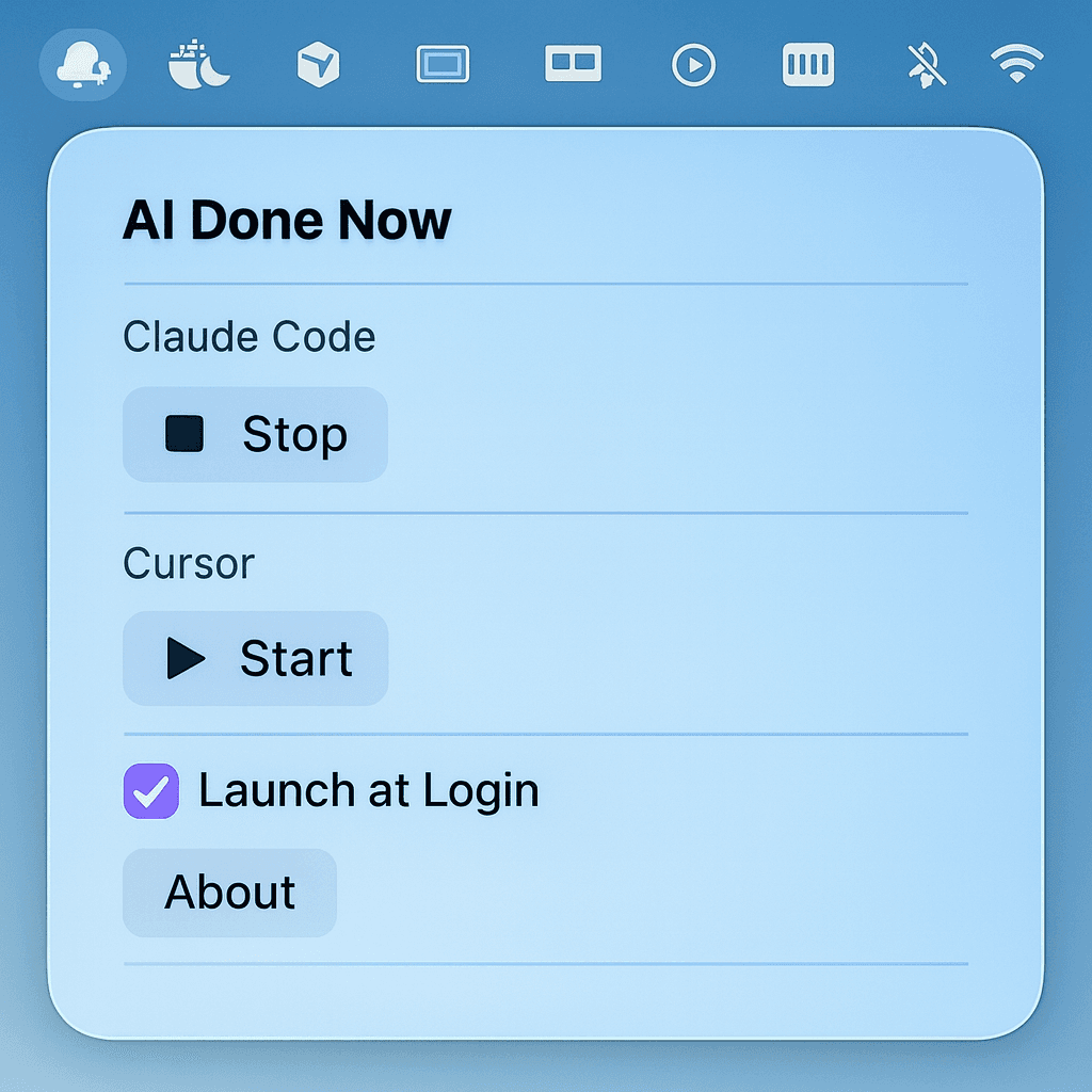 Menu bar with monitoring toggles